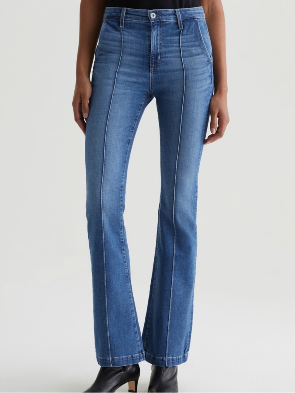 True Craft Dark Blue High-Rise Flare Jeans with Front Seams